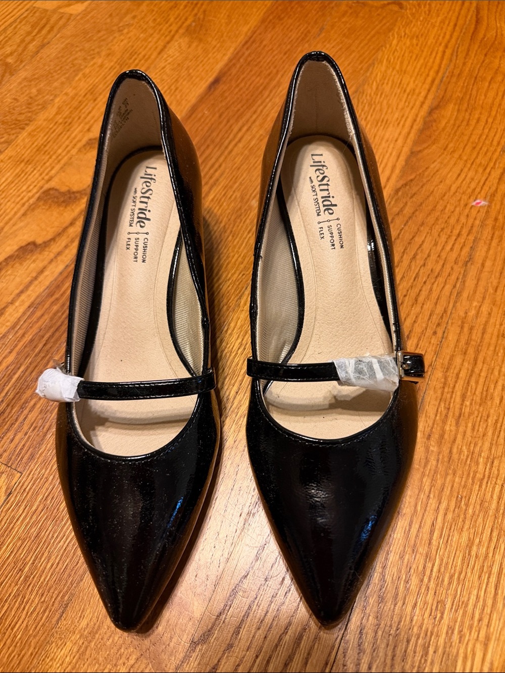 Life Stride Black Patent Pointed Mary Jane Flats